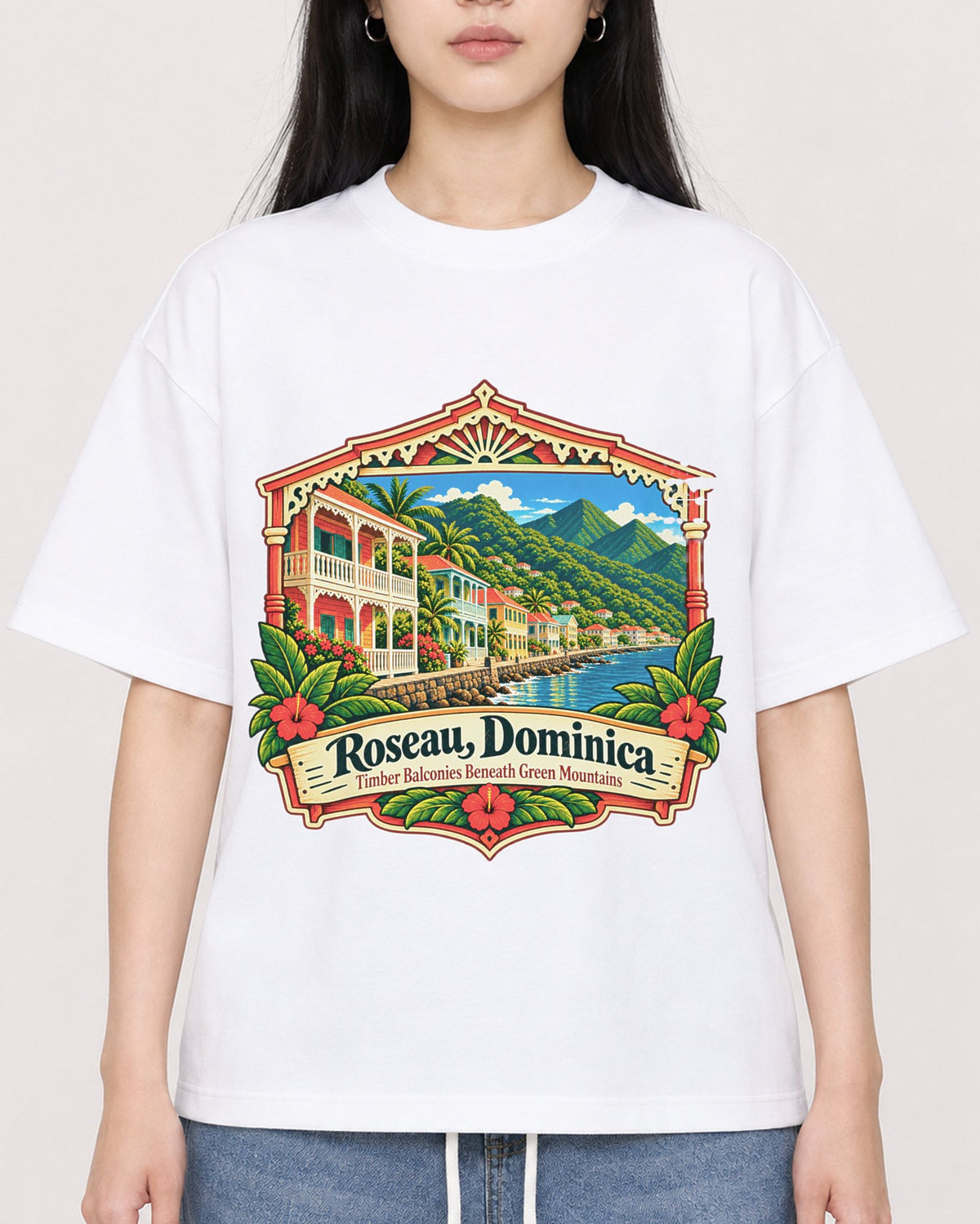 Mockup Boxy Heavyweight Tee White female close-up 01