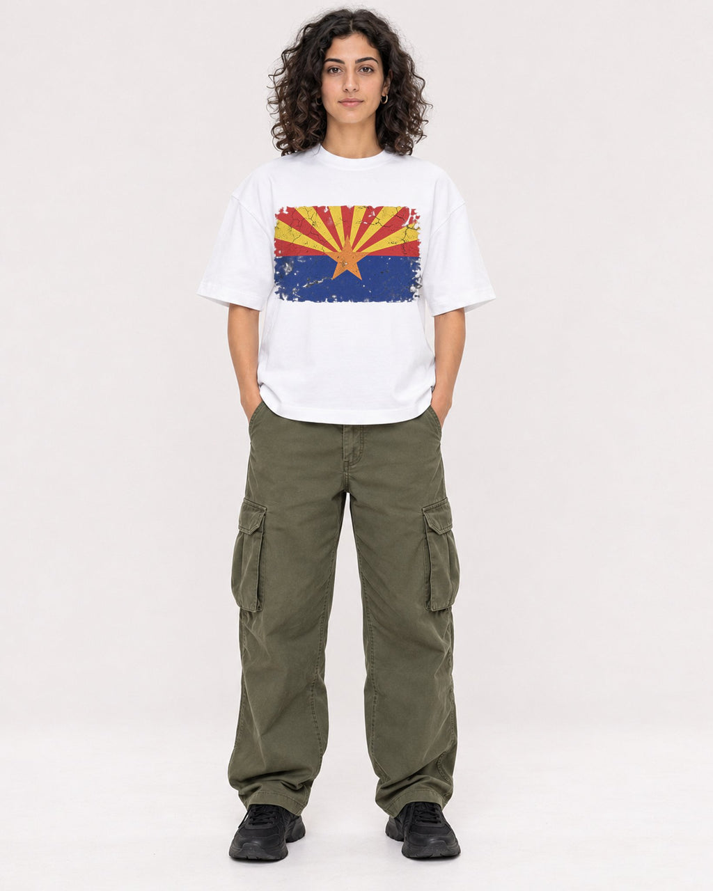 Mockup Boxy Heavyweight Tee White female full-body 27