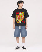 Mockup Boxy Heavyweight Tee Black male full-body 11