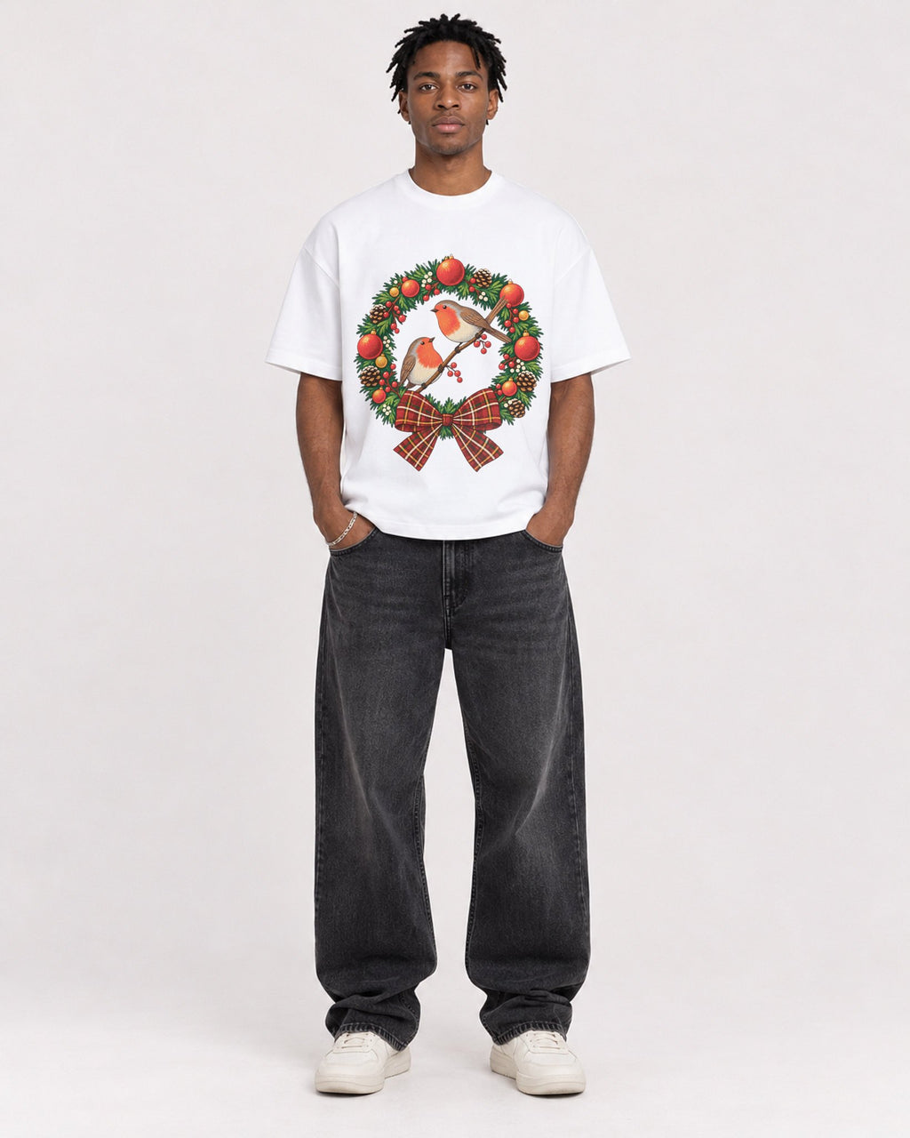 Mockup Boxy Heavyweight Tee White male full-body 05