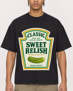 Mockup Boxy Heavyweight Tee Black male close-up 40