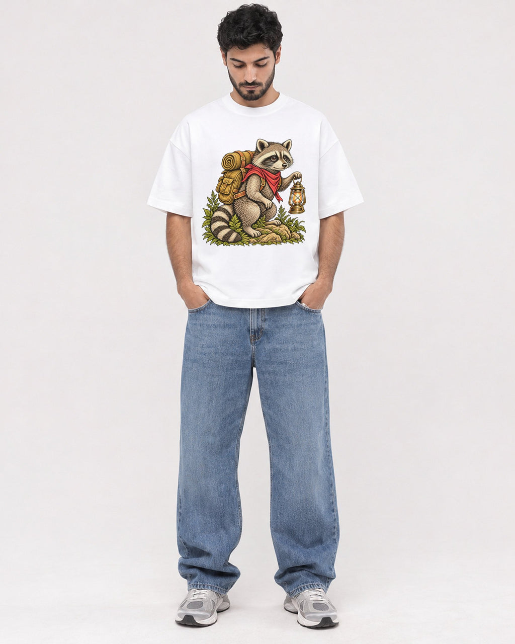 Mockup Boxy Heavyweight Tee White male full-body 07