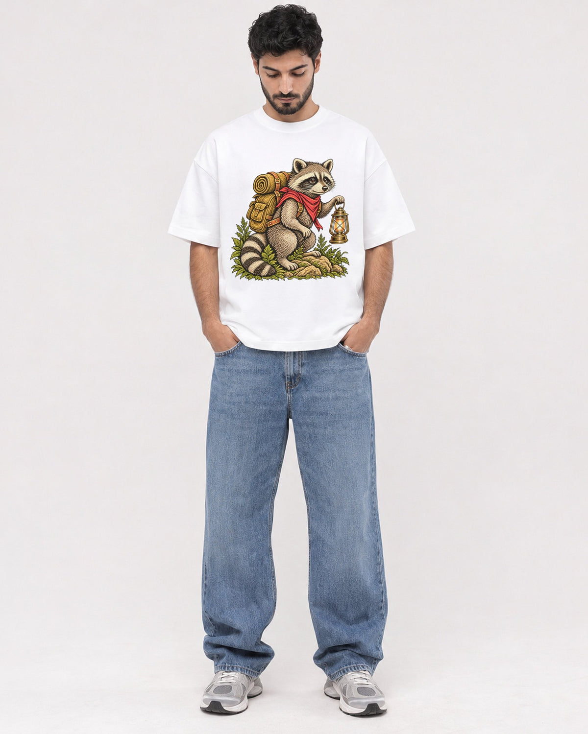 Mockup Boxy Heavyweight Tee White male full-body 07