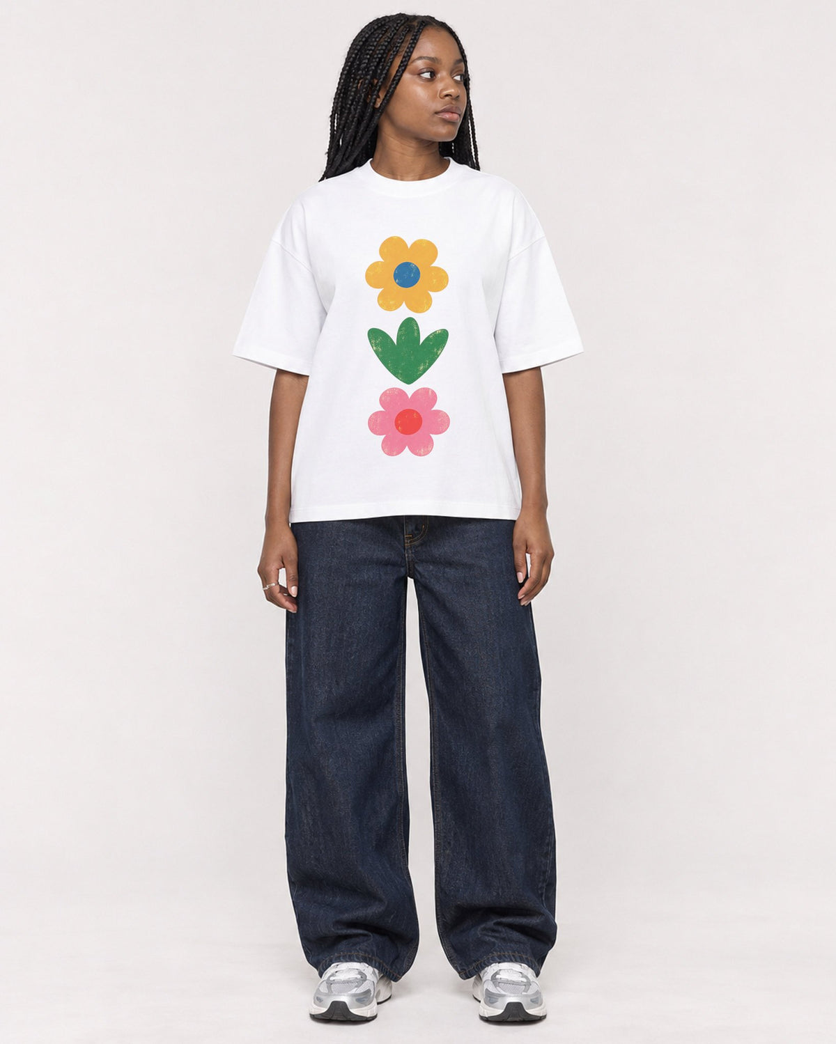 Mockup Boxy Heavyweight Tee White female full-body 04