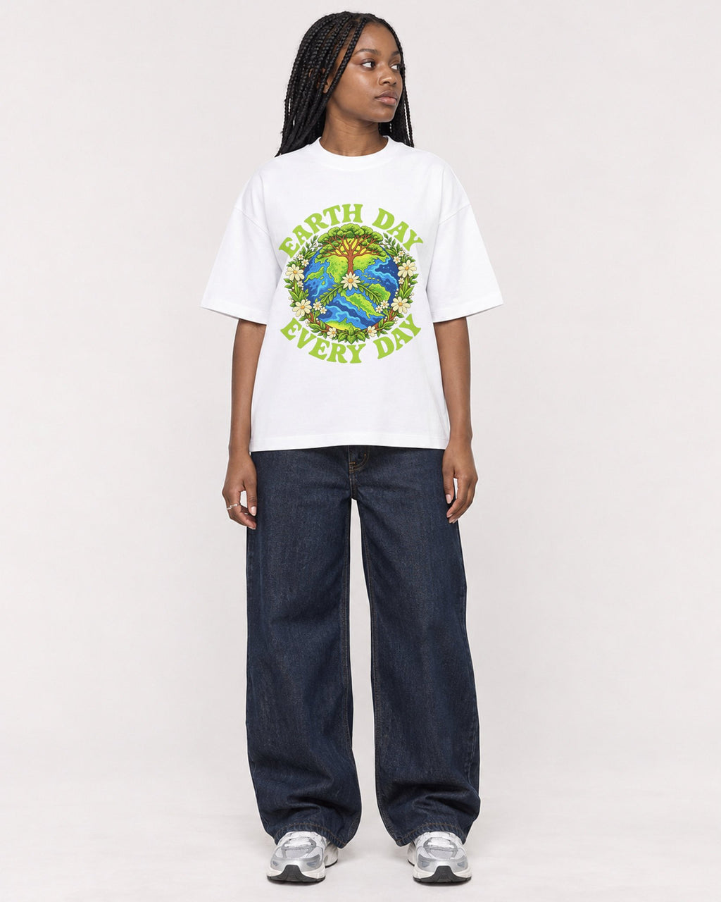 Mockup Boxy Heavyweight Tee White female full-body 04