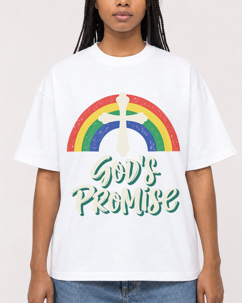 Mockup Boxy Heavyweight Tee White female close-up 45