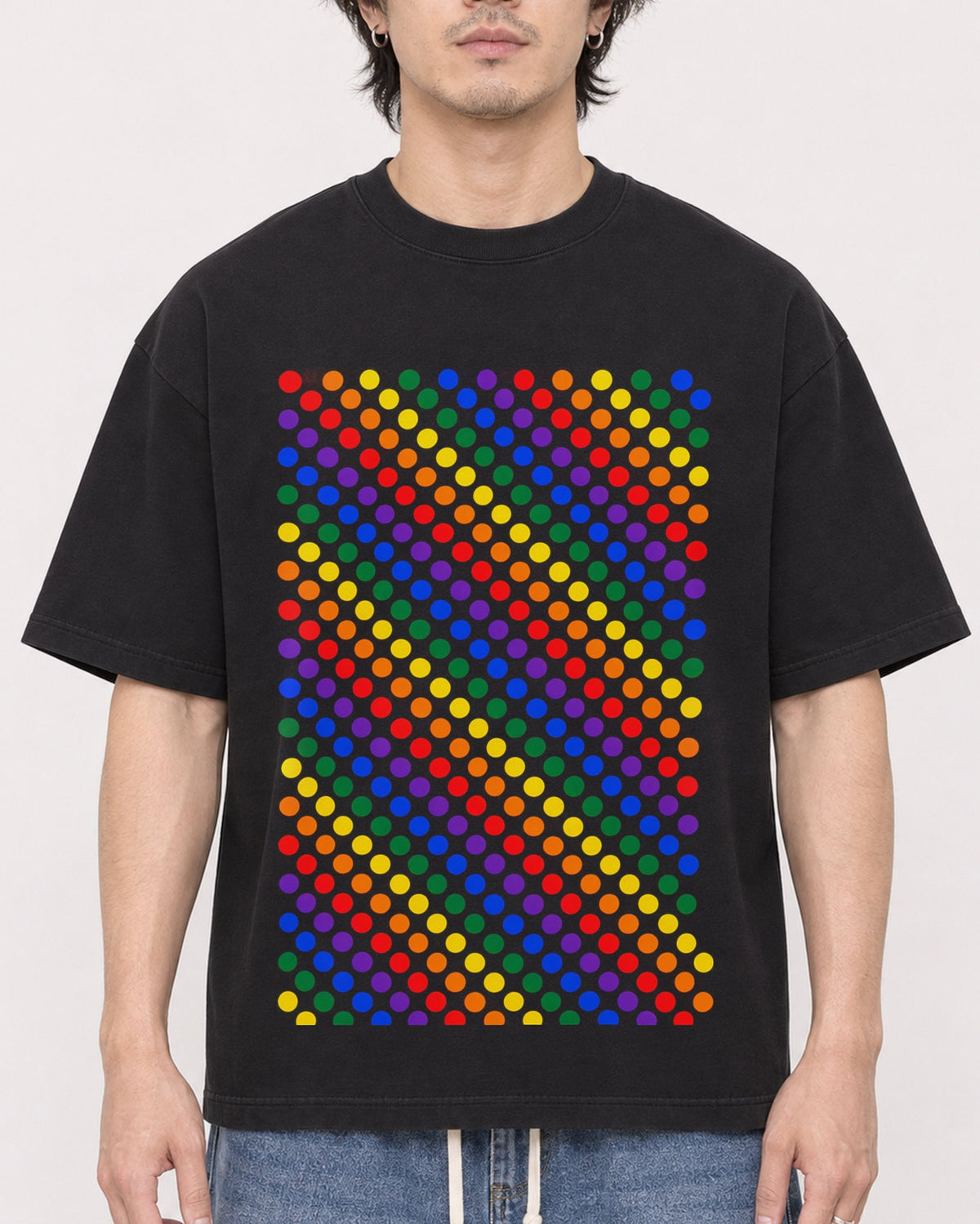 Mockup Boxy Heavyweight Tee Black male close-up 03