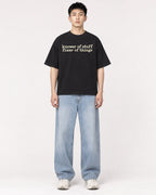 Mockup Boxy Heavyweight Tee Black male full-body 21