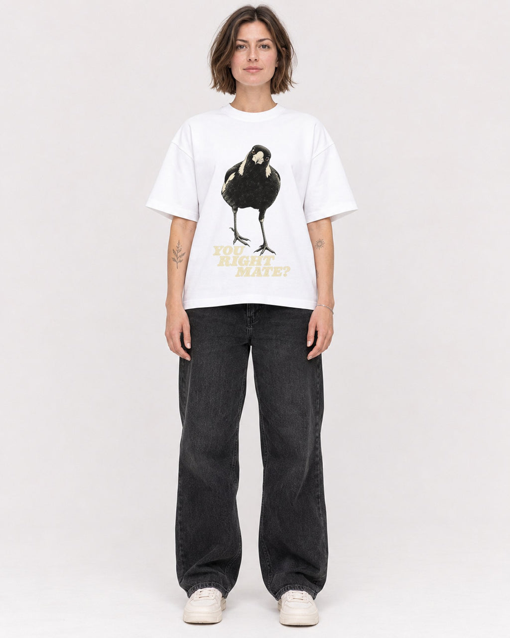 Mockup Boxy Heavyweight Tee White female full-body 18