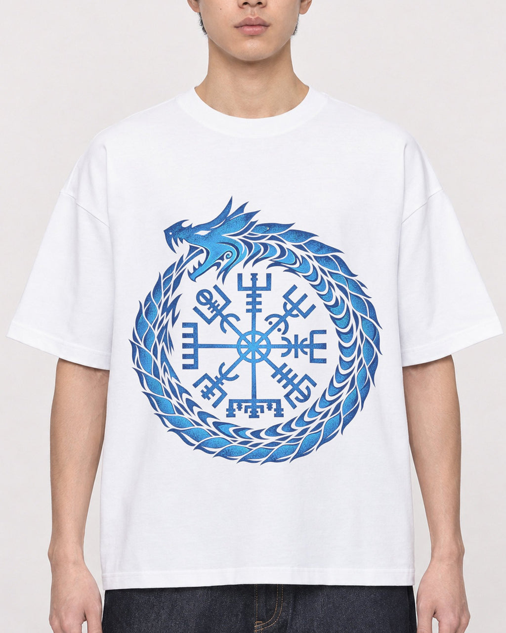 Mockup Boxy Heavyweight Tee White male close-up 01