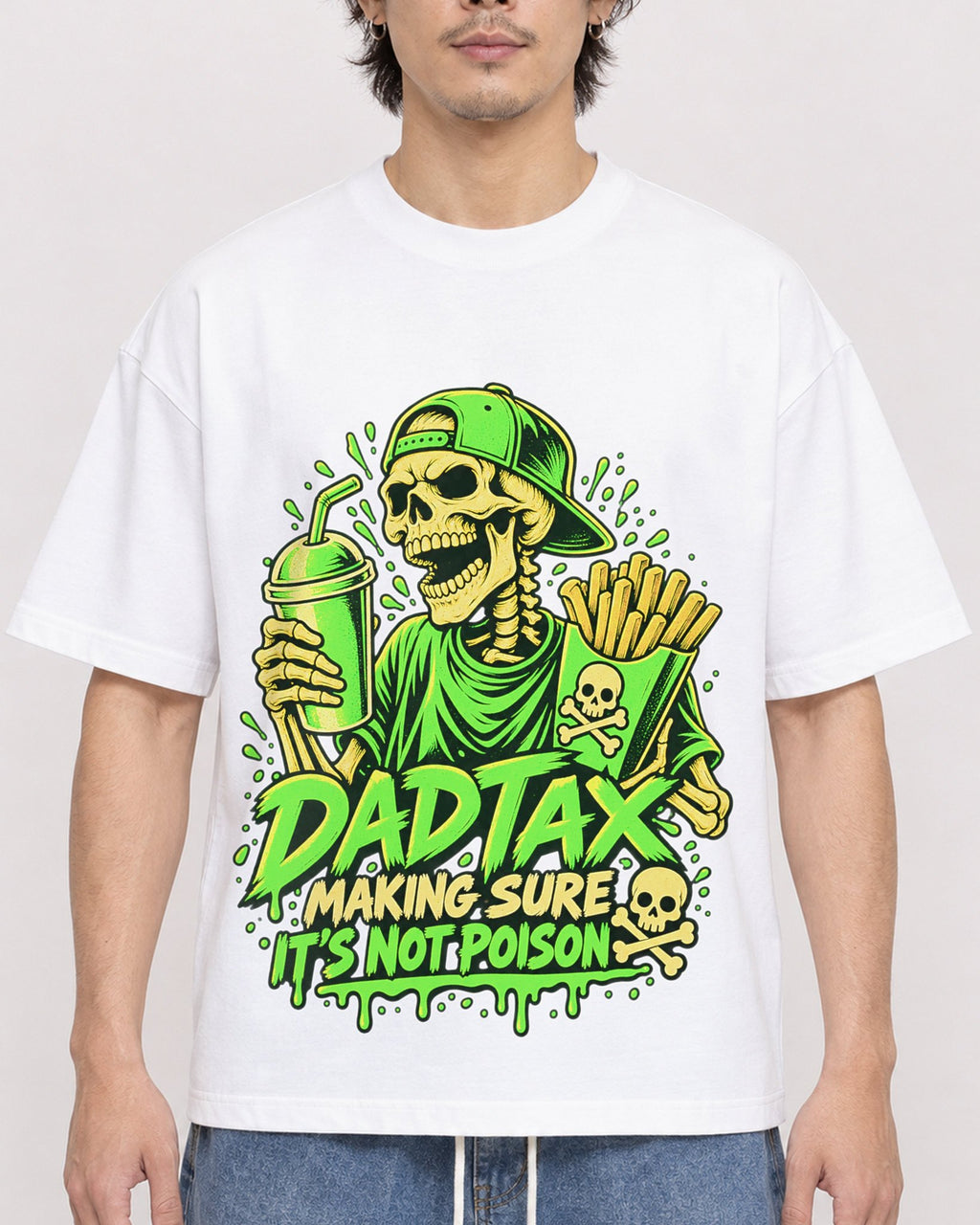 Mockup Boxy Heavyweight Tee White male close-up 03