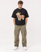Mockup Boxy Heavyweight Tee Black male full-body 08