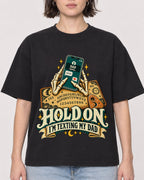 Mockup Boxy Heavyweight Tee Black female close-up 39