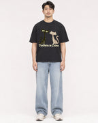 Mockup Boxy Heavyweight Tee Black male full-body 13