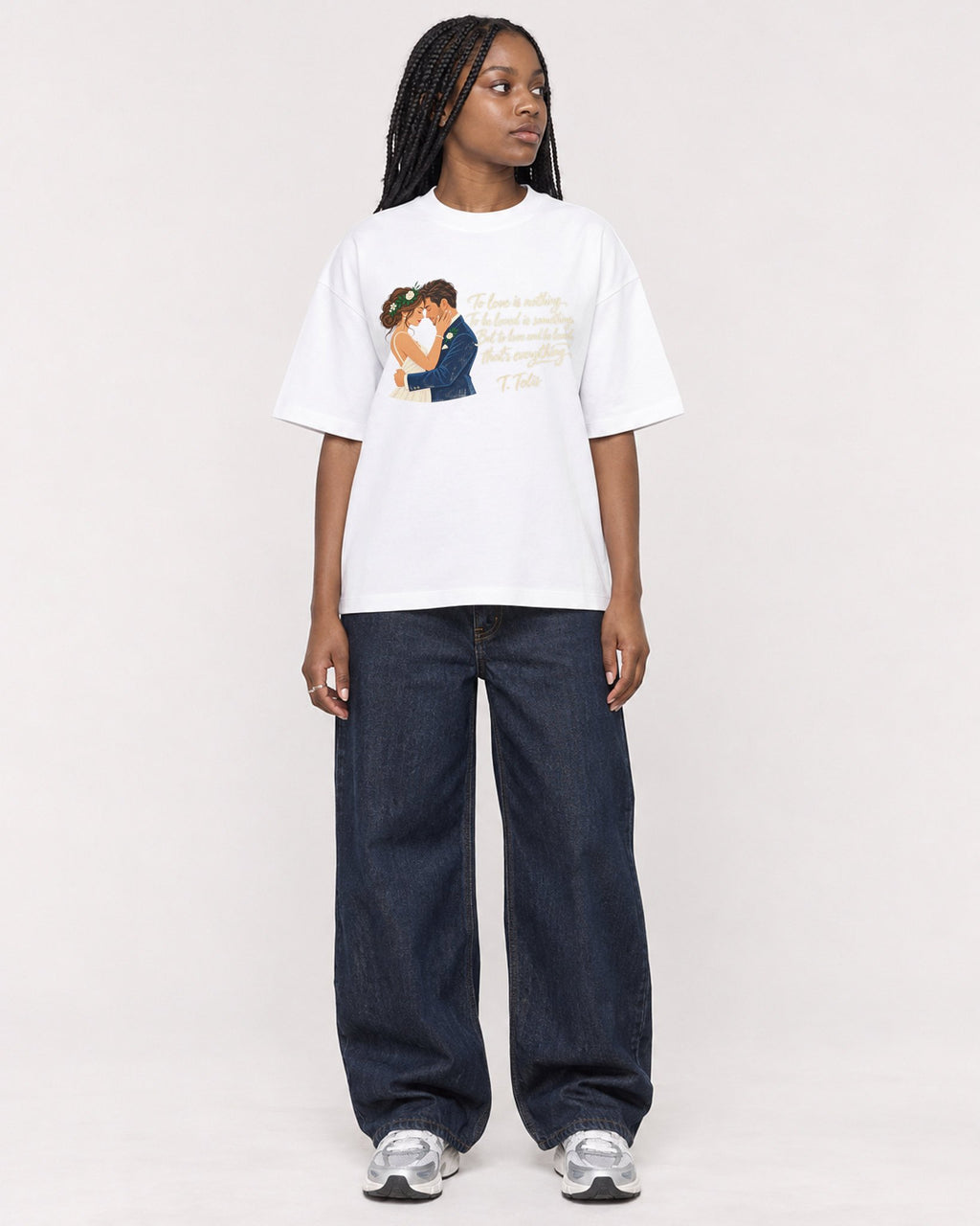 Mockup Boxy Heavyweight Tee White female full-body 04