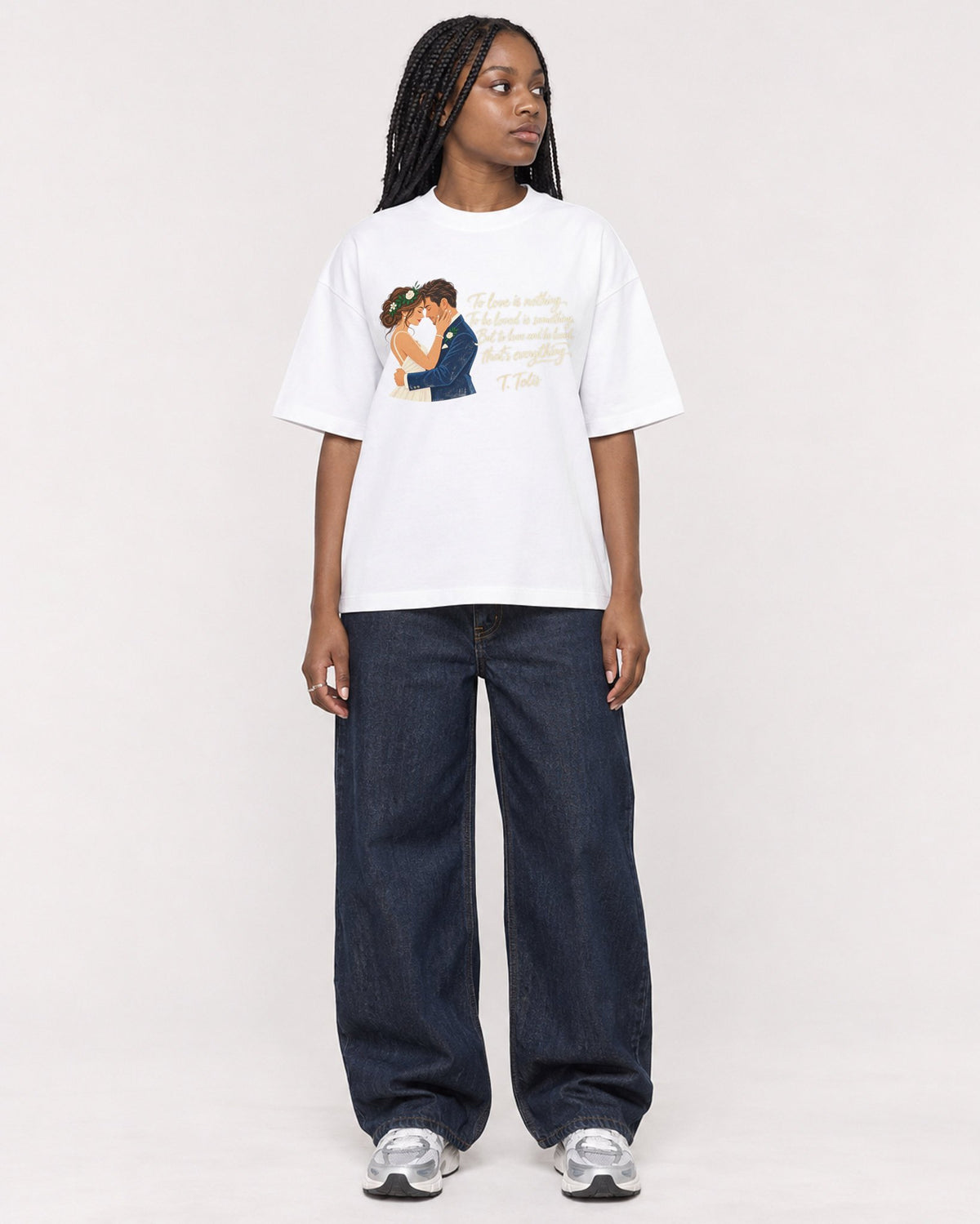 Mockup Boxy Heavyweight Tee White female full-body 04