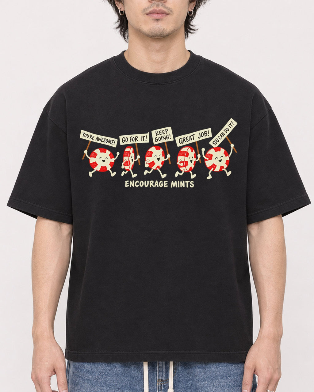 Mockup Boxy Heavyweight Tee Black male close-up 03