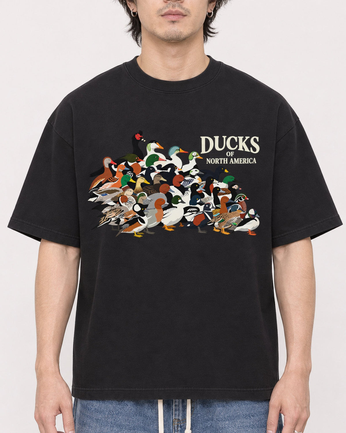 Mockup Boxy Heavyweight Tee Black male close-up 03