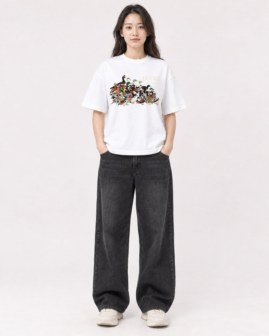Mockup Boxy Heavyweight Tee White female full-body 03
