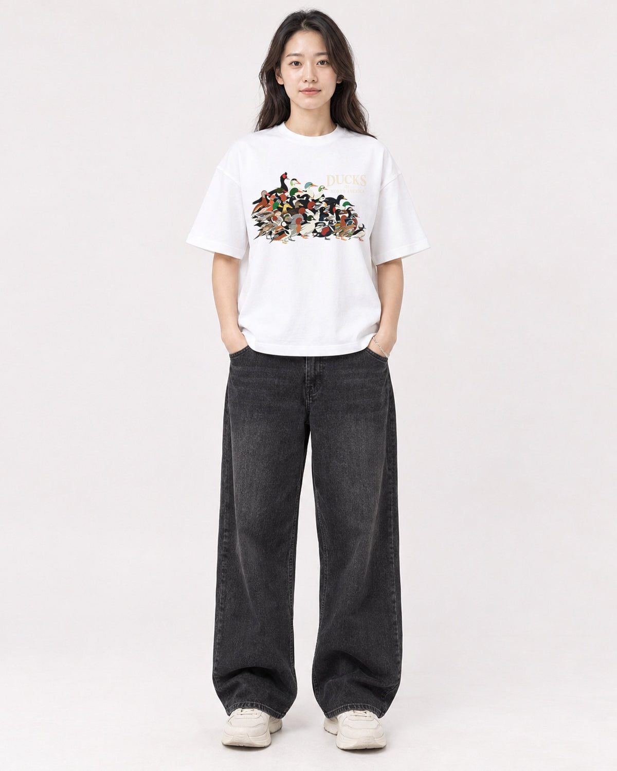 Mockup Boxy Heavyweight Tee White female full-body 03