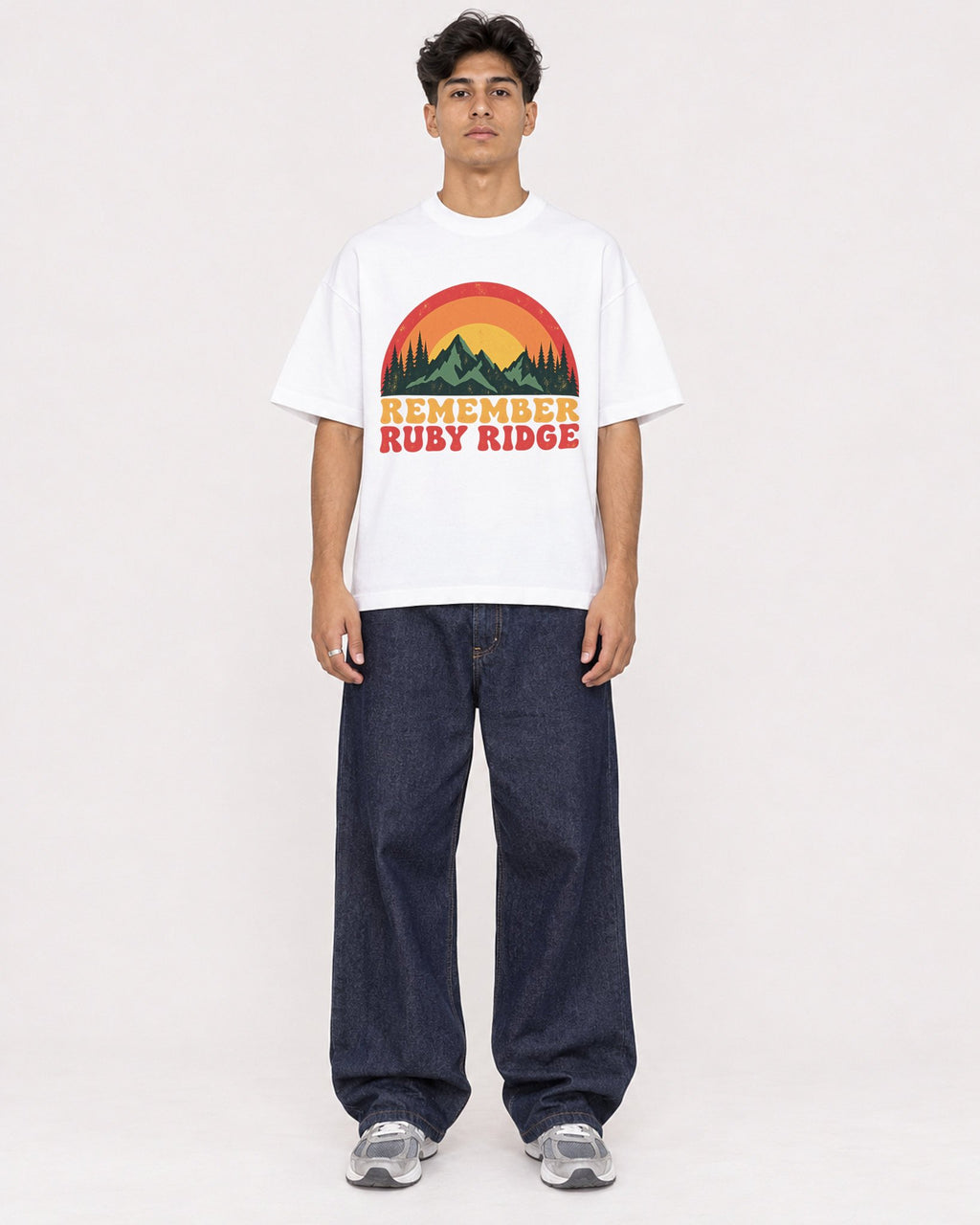 Mockup Boxy Heavyweight Tee White male full-body 16
