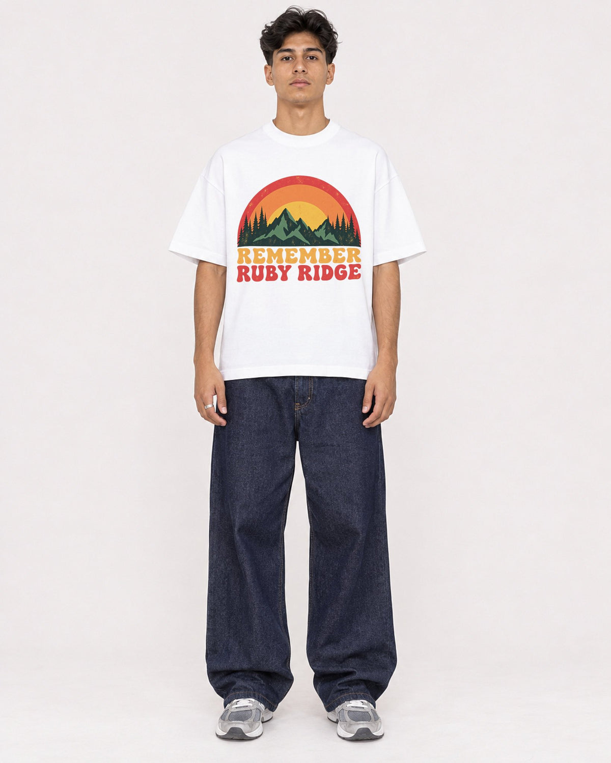 Mockup Boxy Heavyweight Tee White male full-body 16