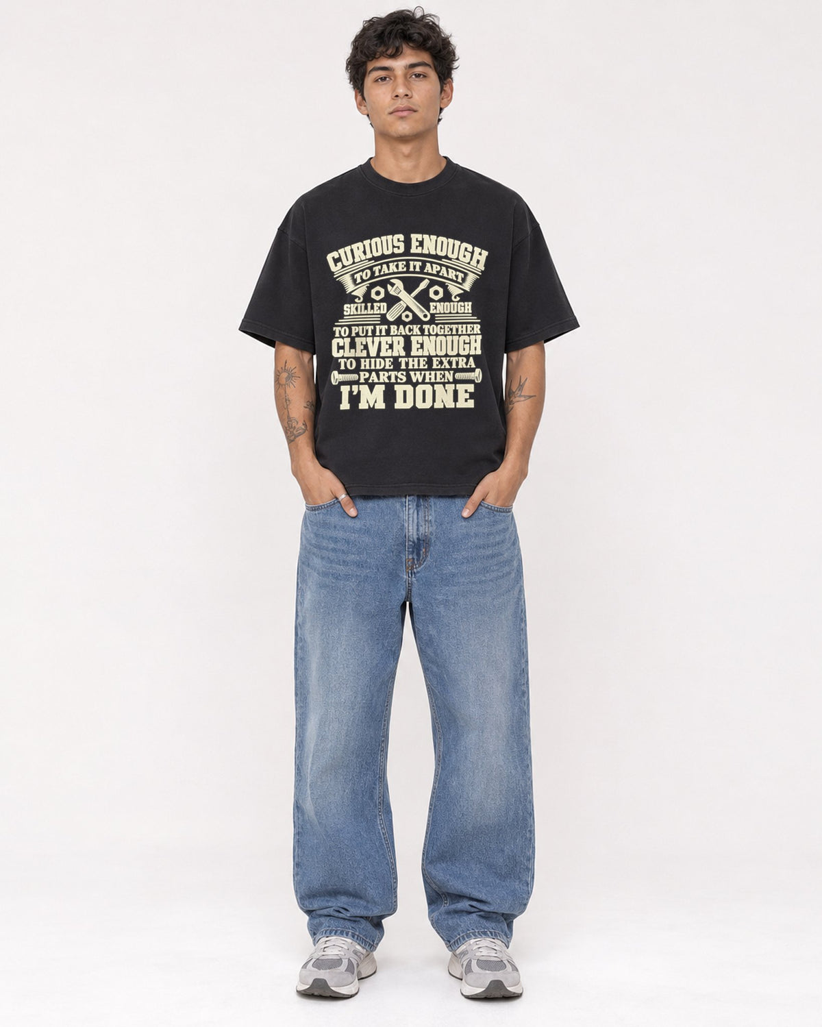 Mockup Boxy Heavyweight Tee Black male full-body 06