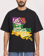 Mockup Boxy Heavyweight Tee Black male close-up 07