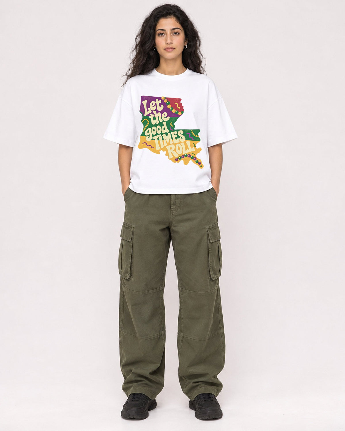 Mockup Boxy Heavyweight Tee White female full-body 07
