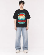 Mockup Boxy Heavyweight Tee Black male full-body 01
