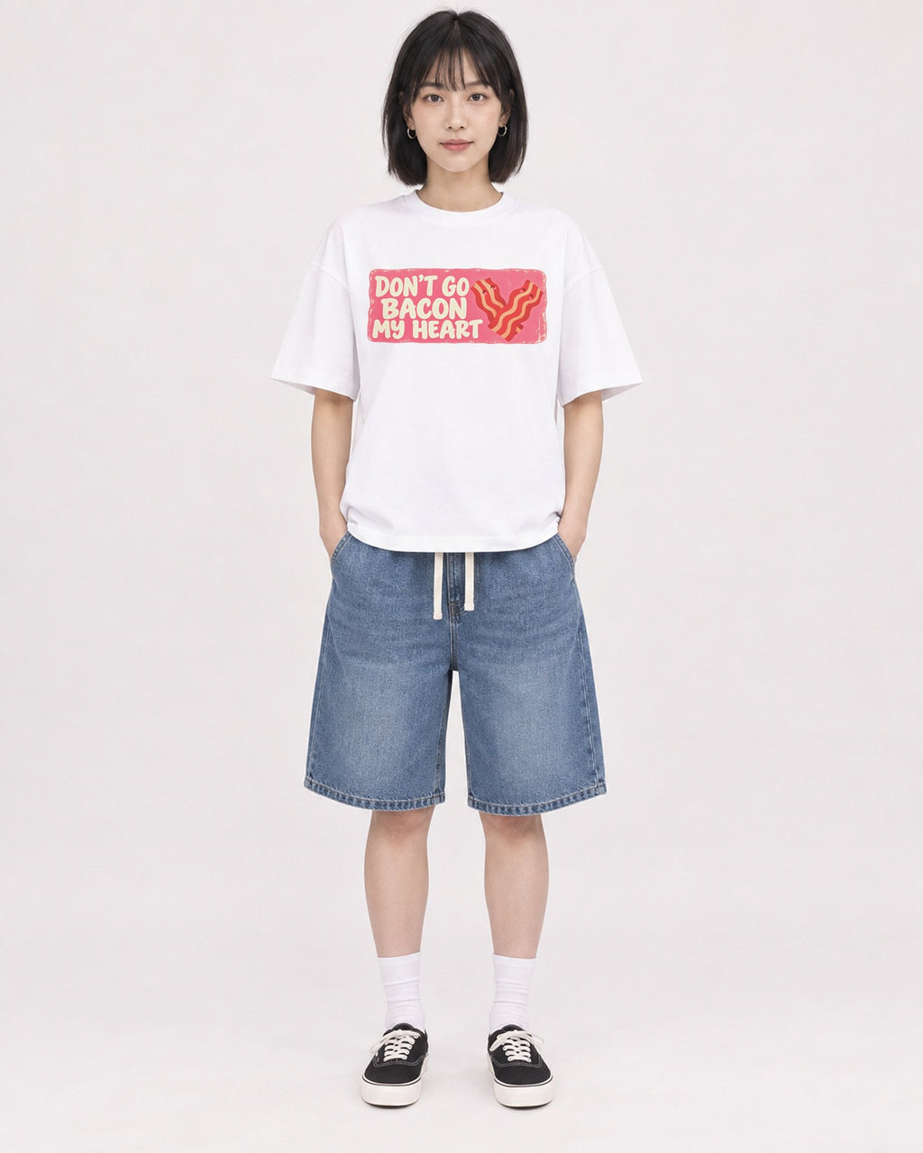 Mockup Boxy Heavyweight Tee White female full-body 11