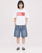 Mockup Boxy Heavyweight Tee White female full-body 11