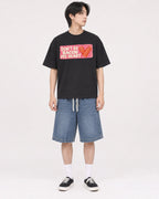 Mockup Boxy Heavyweight Tee Black male full-body 11