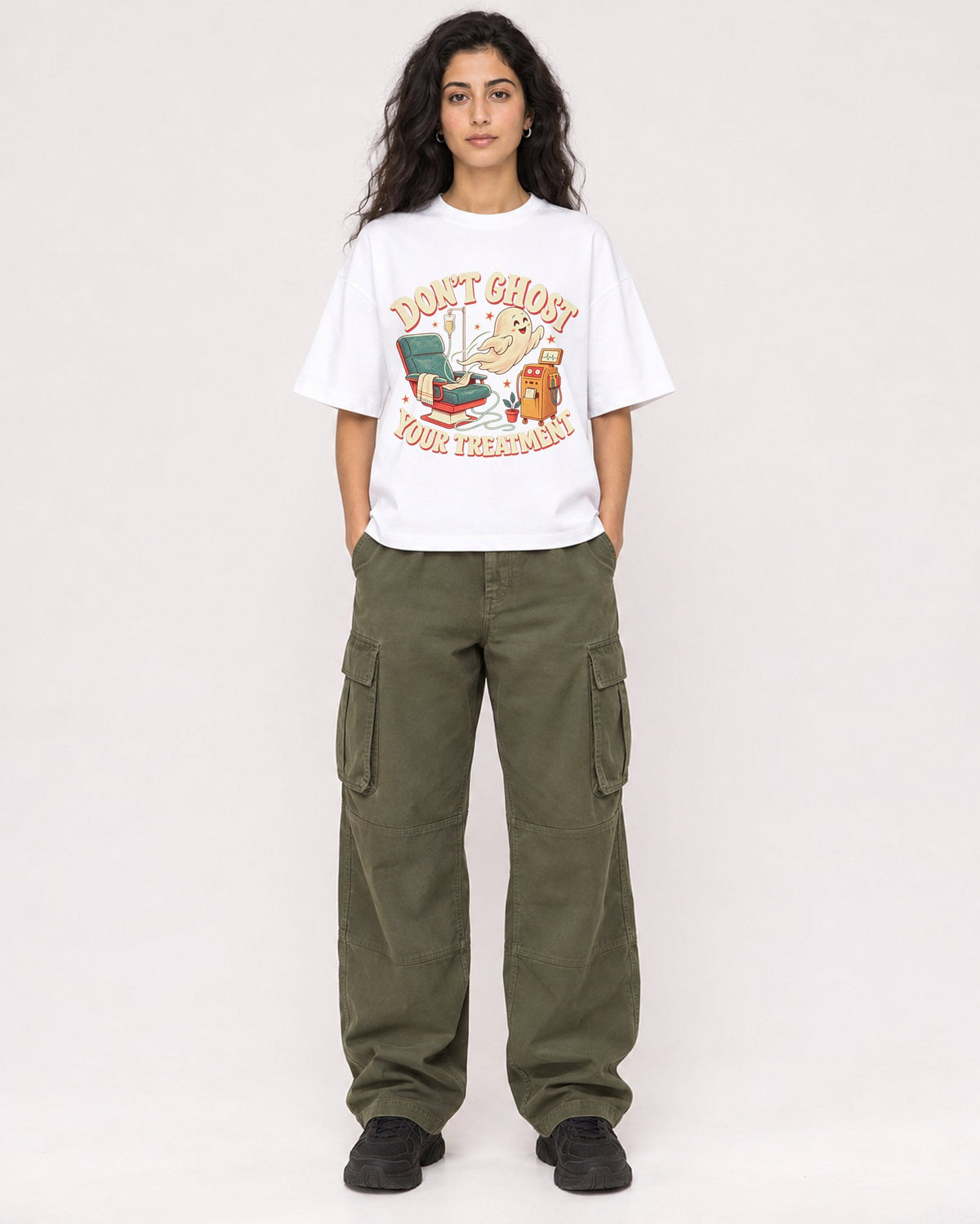 Mockup Boxy Heavyweight Tee White female full-body 07