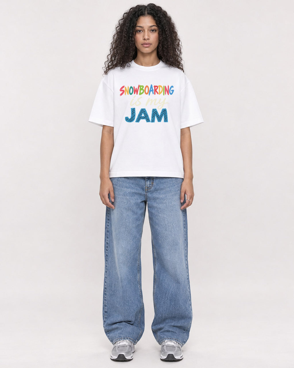 Mockup Boxy Heavyweight Tee White female full-body 10