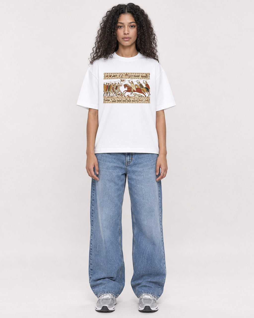 Mockup Boxy Heavyweight Tee White female full-body 10