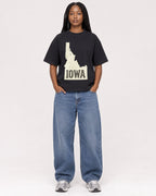 Mockup Boxy Heavyweight Tee Black female full-body 04