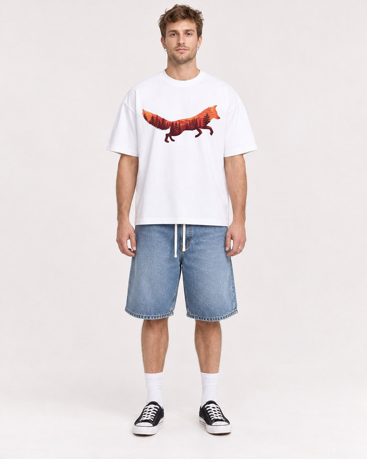 Mockup Boxy Heavyweight Tee White male full-body 08
