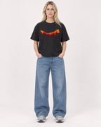 Mockup Boxy Heavyweight Tee Black female full-body 08