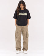 Mockup Boxy Heavyweight Tee Black female full-body 02