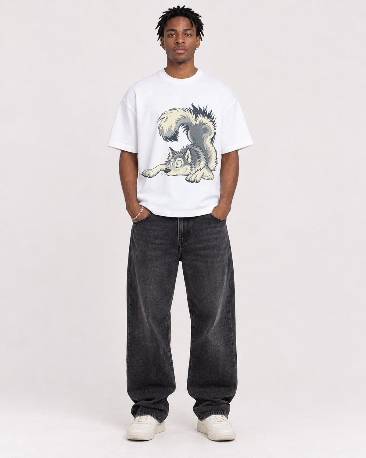 Mockup Boxy Heavyweight Tee White male full-body 05