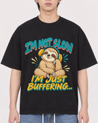 Mockup Boxy Heavyweight Tee Black male close-up 11