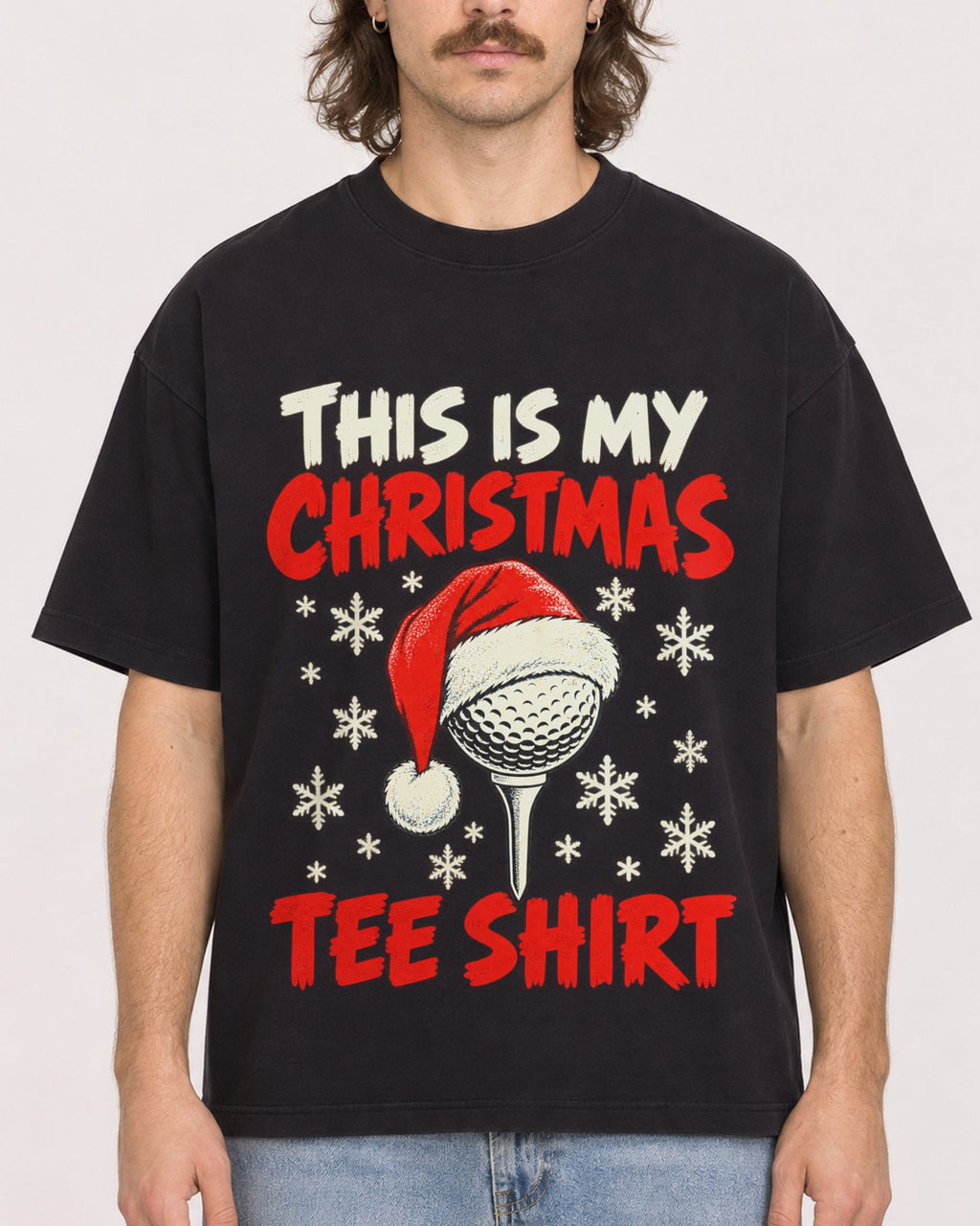 Mockup Boxy Heavyweight Tee Black male close-up 49