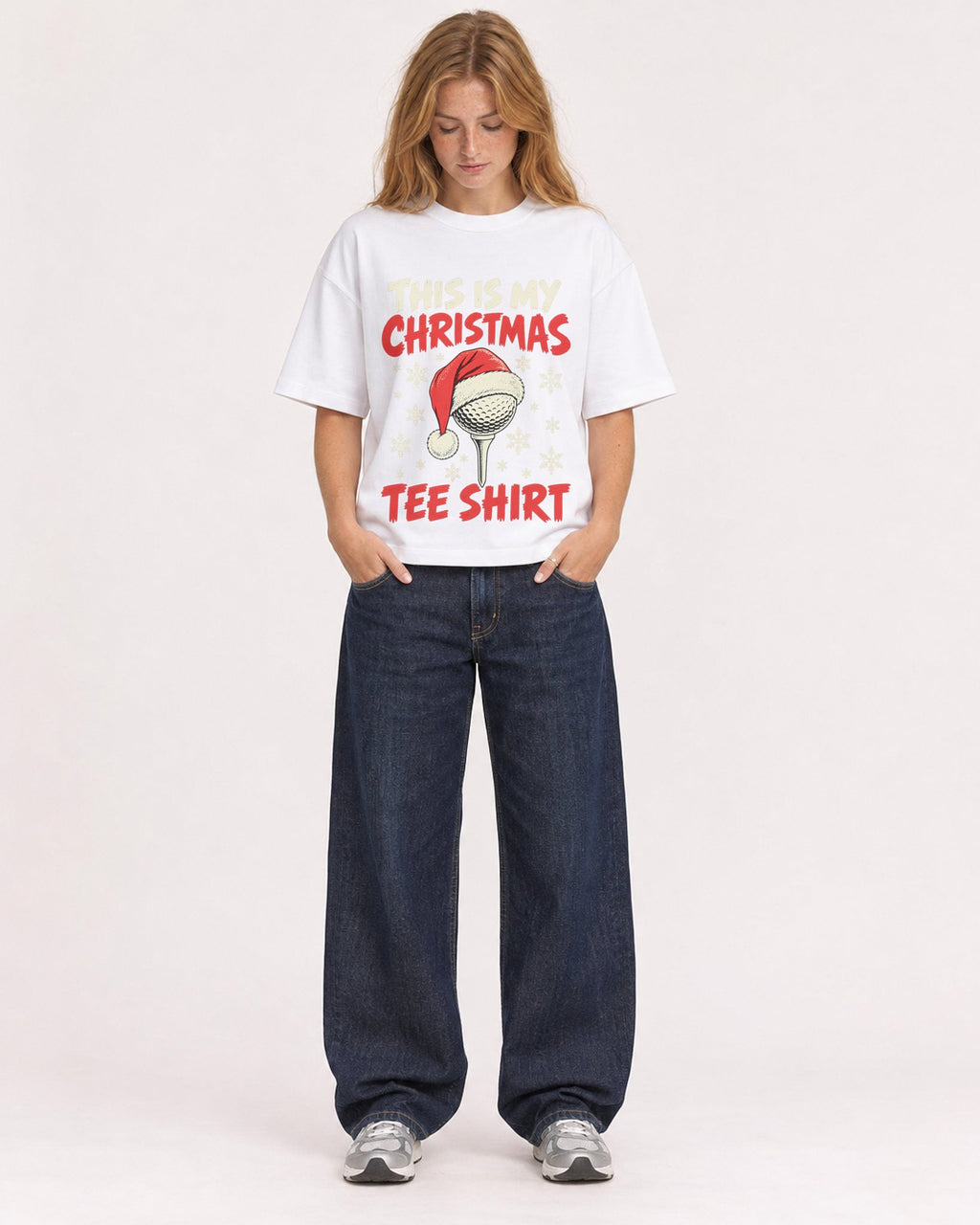 Mockup Boxy Heavyweight Tee White female full-body 49