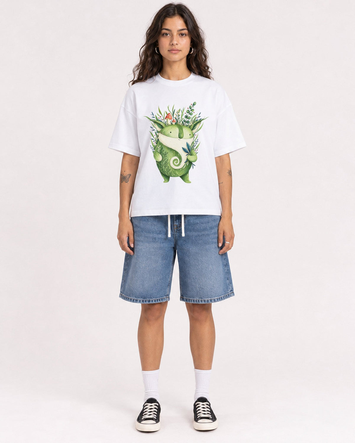Mockup Boxy Heavyweight Tee White female full-body 06
