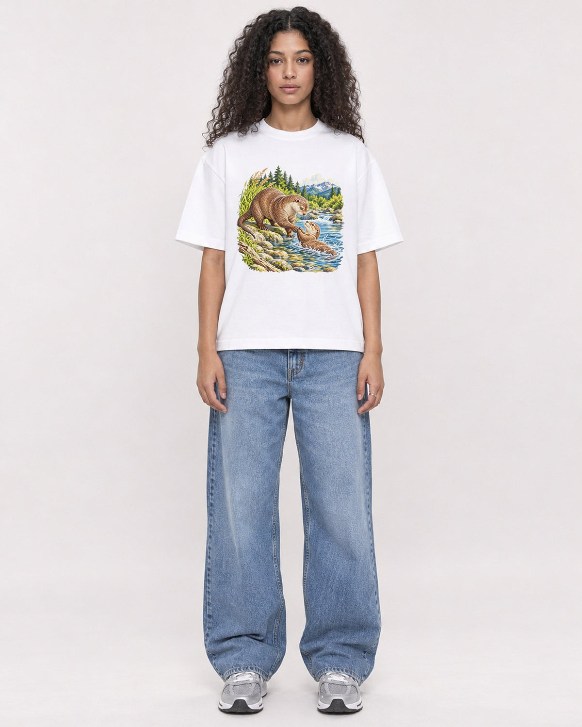 Mockup Boxy Heavyweight Tee White female full-body 10