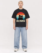 Mockup Boxy Heavyweight Tee Black male full-body 33