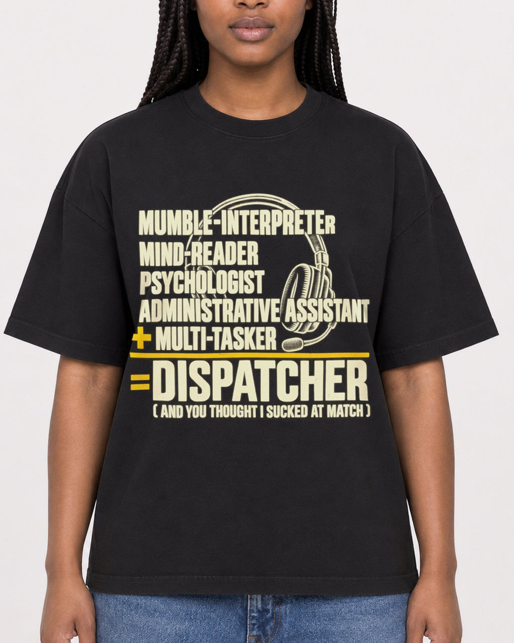 Mockup Boxy Heavyweight Tee Black female close-up 04