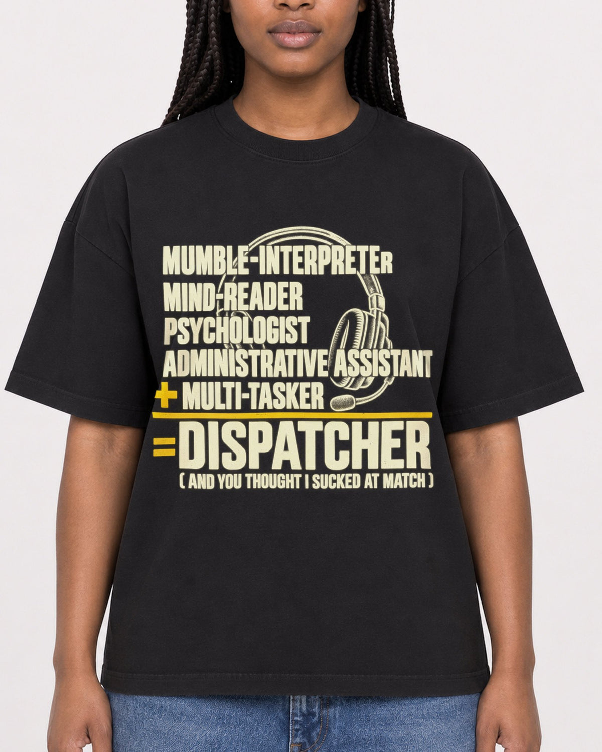 Mockup Boxy Heavyweight Tee Black female close-up 04