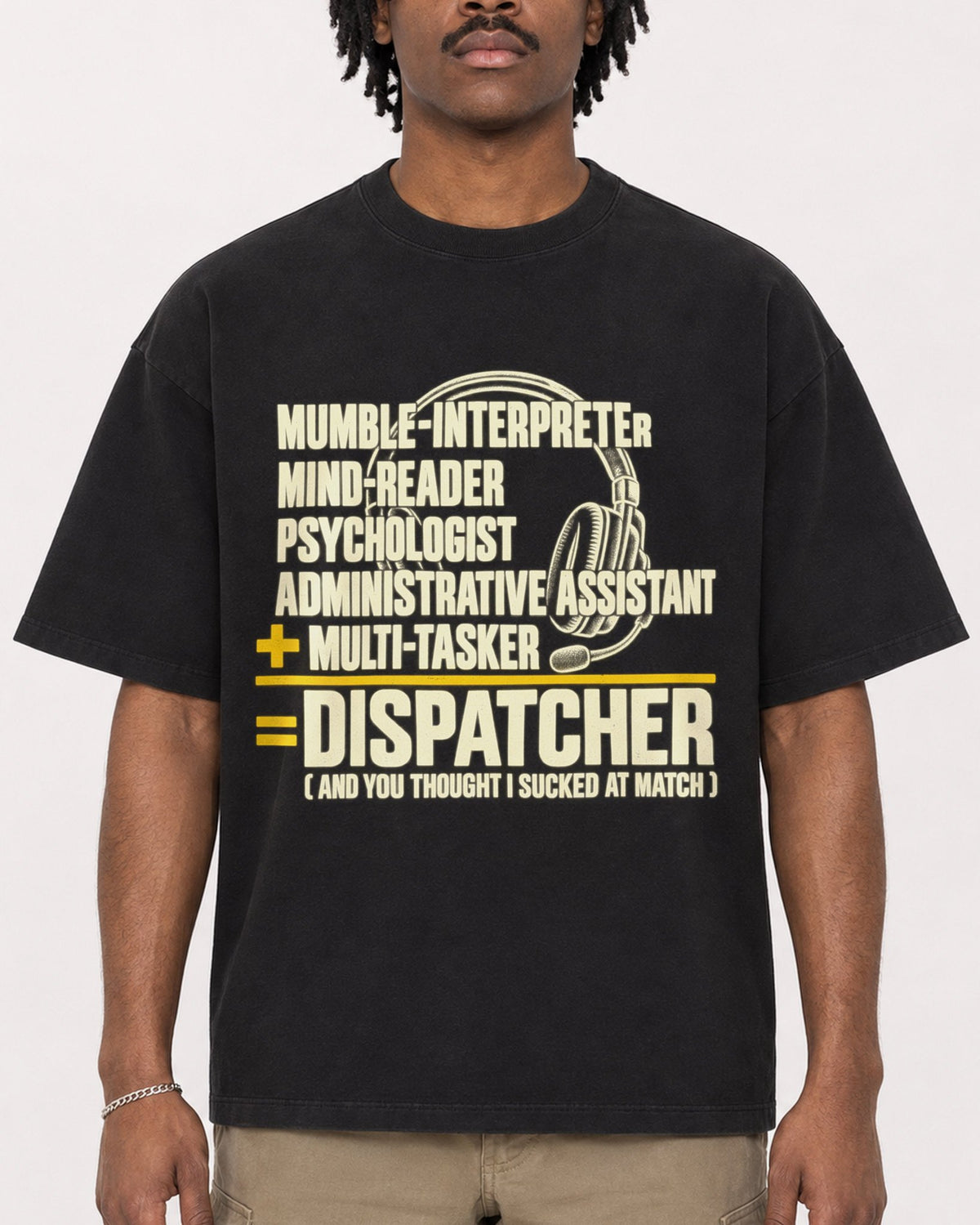 Mockup Boxy Heavyweight Tee Black male close-up 04